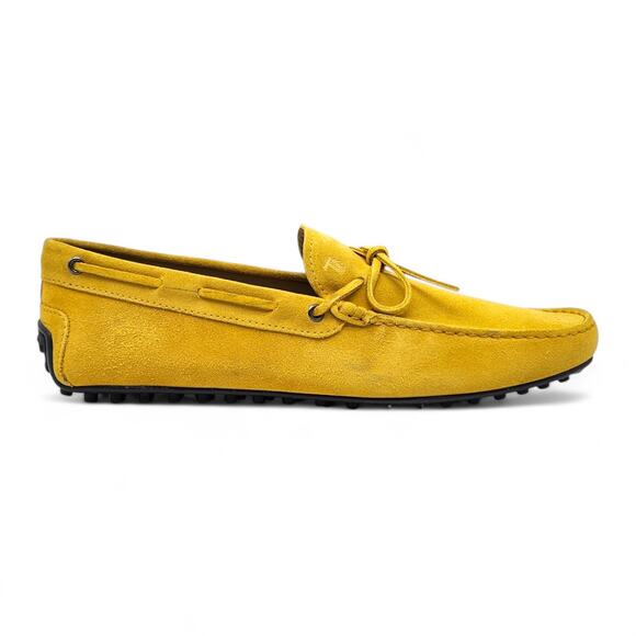 Tod's City Gommino Driving Men's Suede Loafers Yellow UK 11 US 12.5 - NWB $695 - Picture 3 of 11